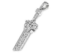 RZRPYFMM S925 Ciondolo Da Uomo in Argento Sterling Con Spada Spezzata, Collana Gotica Vintage in Corda Di Canapa Bagua,Argento,Pendant + Chain 50cm