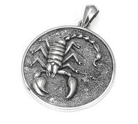 RZRPYFMM S925 Ciondolo Dello Scorpione Da Uomo in Argento Sterling, Collana Gotica Vintage in Corda Di Canapa Bagua,Argento,Pendant + Chain 50cm