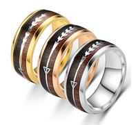 RZRPYFMM Set Di Tre Pezzi 8Mm in Acciaio Inossidabile Anello Moda Venatura Del Legno Freccia Maschio E Femmina Goth Punk Locomotiva Rock And Roll Gioielli Di Fidanzamento,Multi colored,11