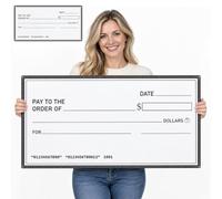 Rzspher Premio oversize per assegni falsi 76,2 x 40,6 cm / 30*15.98in per | Riutilizzabile grande oversize vuoto a quadri oversize cancellabile a secco e riutilizzabile per attività di celebrazione