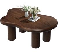 RZTPYS Tavolino da caffè in stile retrò marrone, 116,8 cm, moderno con bordo rotondo, con 4 robuste gambe di supporto e piano di 6,8 cm di spessore, facile da abbinare per soggiorno, camera da letto