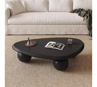 RZTPYS Tavolino da caffè moderno, ovale, grazioso tavolino da caffè con 3 gambe a sfera, tavolino da caffè irregolare per interni per piccoli spazi, soggiorno, ufficio, nero, lunghezza 119 cm