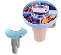 RZXBB Piatto da spuntino con coperchio per Stanley Cup 40oz, riutilizzabile, in silicone, con 4 scomparti (blu)