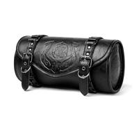 RZXCFPL Borsa Viking per Forcella Moto in Pelle PU Nera, Borsa Avvolgitool con Stampe a Rilievo, Borsa Universale per Manubrio o Sella, Idee Regalo a Tema Nordico,Helm of awe