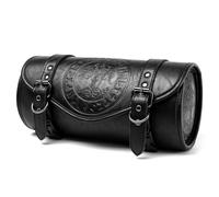 RZXCFPL Borsa Viking per Forcella Moto in Pelle PU Nera, Borsa Avvolgitool con Stampe a Rilievo, Borsa Universale per Manubrio o Sella, Idee Regalo a Tema Nordico,Yggdrasil