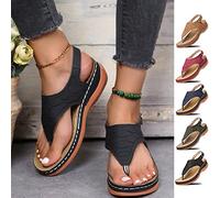 RZYW Sandali Donna, Donna Ortopediche Aperte Mare Ciabatte Tacco Basse Sandali Slip-On con Tacco Sandali Bohemia, Sandali Donna Estive Eleganti Sandali Infradito,Nero, 41 EU