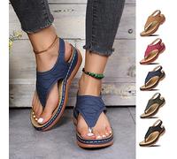 RZYW Sandali Donna Ortopediche Aperte Mare, Ciabatte Tacco Basse Slip-On, Bohemia Estive Eleganti Infradito, Blu Scuro, 42