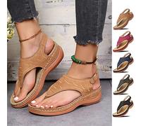 RZYW Sandali Donna Ortopediche Aperte Mare, Ciabatte Tacco Basse Slip-On, Bohemia Estive Eleganti Infradito, Dark Brown, 42