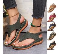 RZYW Sandali Donna Ortopediche Aperte Mare, Ciabatte Tacco Basse Slip-On, Bohemia Estive Eleganti Infradito, Army Green, 41