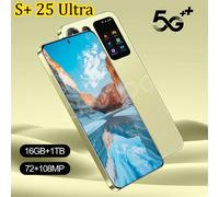 S + 25 Versione Ultra Globale Telefoni cellulari originali 7.3HD 4G 5G Doppia scheda SIM Telefono cellulare Android 14 Smartphone 7800mAh Cellulare Black 16GB 512GB