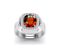 S-B0DKD6X2DD - Anello regolabile con pietra naturale certificata Hessonite/granato/Gomed da 14,25 ratti/13,00 carati, misure comprese tra 15 e 28