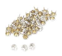 S, Borchie e Punte, Borchie in Metallo con Punte, Rivetti in Cristallo, Borchie per Abbigliamento 50 Pezzi 7 Mm Fai da Te Argento Rotondo Artiglio di Cristallo di (culet 7mm