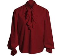 (S-Borgogna)Camicia da uomo stile pirata, stile vampiro, rinascimentale, vittoriano, steampunk, gotico,