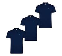 S&C - Polo Uomo Manica Corta 100% Cotone, Tinta Unita, Stile Casual, 3 Bottoni, Design Spagnolo, Tessuto Pique, Regular Fit, Consultare la Taglia, 3 Pz Marino, XXL