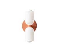 S-Cevada Applique Murale Moderna con Doppio Paralume Cilindrico in Vetro Bianco e Base Metallo Rotonda, Compatibile con Lampadina E14, Lampada da Parete per Camera da Letto, Soggiorno (Rosa)