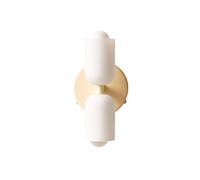 S-Cevada Applique Murale Moderna con Doppio Paralume Cilindrico in Vetro Bianco e Base Metallo Rotonda, Compatibile con Lampadina E14, Lampada da Parete per Camera da Letto, Soggiorno (Crema)