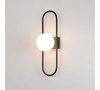 S-Cevada Lampada da Parete Moderna con Globo in Vetro Opaco e Telaio Ovale in Metallo, Applique Nera o Dorata per Camera da Letto Soggiorno Corridoio (nero)
