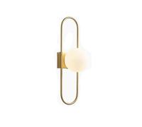 S-Cevada Lampada da Parete Moderna con Globo in Vetro Opaco e Telaio Ovale in Metallo, Applique Nera o Dorata per Camera da Letto Soggiorno Corridoio (oro)