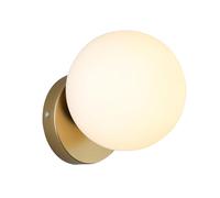 S-Cevada Lampada da Parete Moderna con Paralume in Vetro Opaco, Base in Metallo Dorato, Applique E27 per Camera da Letto Soggiorno Corridoio