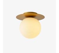 S-Cevada Lampada da Soffitto Moderna con Base in Metallo Dorato e Globo in Vetro Satinato, Plafoniera Minimalista per Camera da Letto, Corridoio e Ingresso