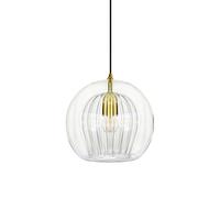 S-Cevada Lampadario a sospensione a doppio strato, in ottone, E27, per camera da letto, sala da pranzo (Trasparente, 25cm)