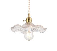S-Cevada Lampadario a sospensione con vetro a forma di foglia di loto, industriale, vintage, E27, lampada a sospensione, casa colonica, sala da pranzo, cucina, lampadario (Trasparente)