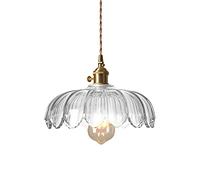 S-Cevada Lampadario a sospensione in cristallo di loto Lampada a sospensione a soffitto con paralume in vetro vintage industriale E27 Finitura in ottone a 1 luce (Trasparente)