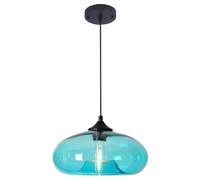 S-Cevada Lampadario a Sospensione in Vetro Colorato Vintage Industriale da 28 cm, Lampada da Soffitto Retrò Loft Bar E27, Luci da cucina sala da pranzo camera da letto (Turchese)