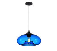 S-Cevada Lampadario a Sospensione in Vetro Colorato Vintage Industriale da 28 cm, Lampada da Soffitto Retrò Loft Bar E27, Luci da cucina sala da pranzo camera da letto (Blu)