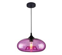 S-Cevada Lampadario a Sospensione in Vetro Colorato Vintage Industriale da 28 cm, Lampada da Soffitto Retrò Loft Bar E27, Luci da cucina sala da pranzo camera da letto (Viola)