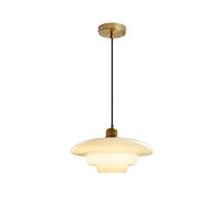 S-Cevada Lampadario a Sospensione Vintage in Vetro Bianco 30cm Lampadario a Sospensione Moderno Sferico con Portalampada in Metallo Dorato per Isola Cucina Sala da Pranzo Camera da Letto (30cm)