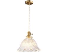 S-Cevada Mini 1-Luce Lampadario a Sospensione in Vetro con E27 Presa in Ottone, Lampada a Sospensione a Soffitto Vintage per Cmera da pranzo, Camera da letto, Cucina (Trasparente, 23cm)