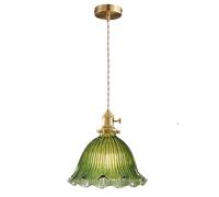 S-Cevada Mini 1-Luce Lampadario a Sospensione in Vetro con E27 Presa in Ottone, Lampada a Sospensione a Soffitto Vintage per Cmera da pranzo, Camera da letto, Cucina (Verde, 23cm)