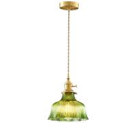 S-Cevada Mini 1-Luce Lampadario a Sospensione in Vetro con E27 Presa in Ottone, Lampada a Sospensione a Soffitto Vintage per Cmera da pranzo, Camera da letto, Cucina (Verde, 18cm)