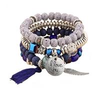 S, Crystal Multiyer Crystal White Stone Reiki in rilievo S Blu Nappel Angel Wings Elastic Jewellery for Men Women Women