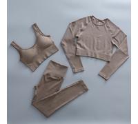 S Donna 2/3pcs Morbido Coste Reggiseno senza Cuciture E Vita Alta Lunghi Di New