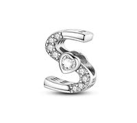 S Fascino Lettera e Cuore, Accessorio Braccialetto Fascino in Argento Sterling 925, Compatibile con Collana Braccialetto Pandora, Regalo per le Donne
