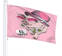 s Flag 3x5 FT Cute in Pink Sunglasses Woman's Hat Chamomile Flower Word Be Happy Outdoor Flags Large Welcome Yard Banners Home Garden Yard Lawn Decor