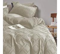 S&G Home - Piumone Trapunta Jaquard a Rombi Esterno Morbida Microfibra - Avorio, Matrimoniale