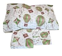 S&G Home - Set Lenzuola Puro Cotone Stampa Fantasia - SG-lenz-fantasia - Colore Mongolfiere Verde, Variante Set Lenzuola Singolo