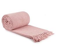 S.Green Honeycomb Waffle Recycled Cotton Throw Gettare, Cotone, Rosa Cipria, 90x100 (228x254cm)
