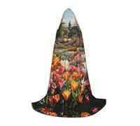 S Halloween mantello con cappuccio stampa giardino tulipano per adulti - accessorio per costume unisex per feste, carnevale e molto altro