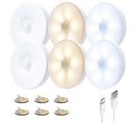 S.I.C Luce Notturna LED Ricaricabile USB con Sensore di Movimento - Ideale per Armadietti, Scale, Cucine, Corridoi e Camere da letto. 6 Pezzi