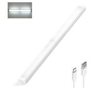S.I.C Luce notturna LED; Ricaricabile USB; Sensore di Movimento; Striscia Magnetica e Adesiva; per Armadio, Sottopensile, Scale, Corridoi, Cucina (32cm, Luce Bianca Fredda)