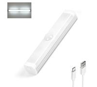 S.I.C Luce notturna LED; Ricaricabile USB; Sensore di Movimento; Striscia Magnetica e Adesiva; per Armadio, Sottopensile, Scale, Corridoi, Cucina (12cm, Luce Bianca Fredda)