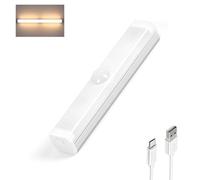S.I.C Luce notturna LED; Ricaricabile USB; Sensore di Movimento; Striscia Magnetica e Adesiva; per Armadio, Sottopensile, Scale, Corridoi, Cucina (12cm, Luce Bianca Calda)