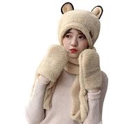 (S-khaki) 2-10Y, 10+Y Berretto monopezzo con paraorecchie per genitori e figli, scaldacollo in peluche