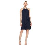 S.L. Fashions Abito da Donna con Scollo all'Americana, Ideale per Matrimoni, Perfetto per Feste (Taglie Piccole e Regolari), Navy, 44 Petite