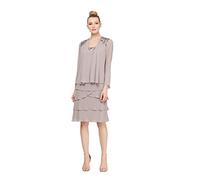S.L. Fashions Abito da Donna Impreziosito Giacca a Strati (Petite e Regular) - Beige - 52