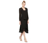 S.L. Fashions Donna 116184 Vestito - Nero - 48